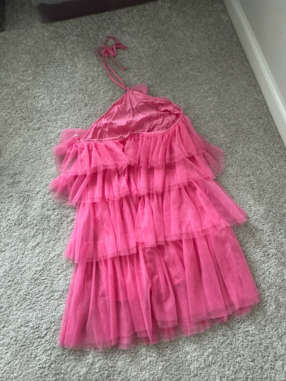 Bright Pink Layered Tulle dress - Picture 2 of 3